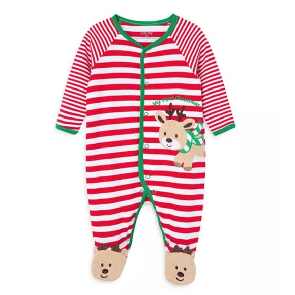 Little Me Other - NWT Baby Boys Girls Red White Striped Footie Pajamas 6M